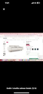 Vaalea 3 hengen istuttava sohva